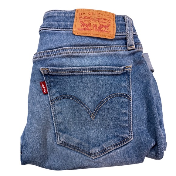 Levi's Pants - Levis 711 Skinny Denim Shorts 

 28 Med Wash Blue Frayed Raw Hem Cut Offs VTG
